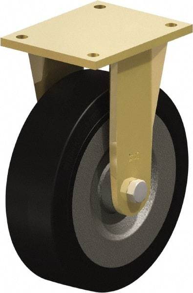 Blickle - 10" Diam x 3-9/64" Wide x 12" OAH Top Plate Mount Rigid Caster - Solid Rubber, 2,200 Lb Capacity, Ball Bearing, 6-7/8 x 5-1/2" Plate - USA Tool & Supply