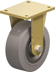 Blickle - 8" Diam x 3-9/64" Wide x 10-1/32" OAH Top Plate Mount Rigid Caster - Solid Rubber, 1,870 Lb Capacity, Ball Bearing, 6-7/8 x 5-1/2" Plate - USA Tool & Supply