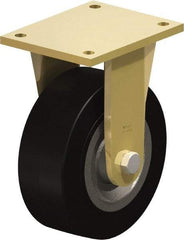Blickle - 8" Diam x 3-9/64" Wide x 10-1/32" OAH Top Plate Mount Rigid Caster - Solid Rubber, 1,870 Lb Capacity, Ball Bearing, 6-7/8 x 5-1/2" Plate - USA Tool & Supply