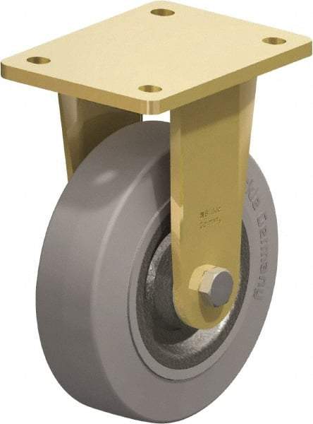 Blickle - 6-1/2" Diam x 1-31/32" Wide x 8-5/64" OAH Top Plate Mount Rigid Caster - Solid Rubber, 990 Lb Capacity, Ball Bearing, 5-1/2 x 4-3/8" Plate - USA Tool & Supply