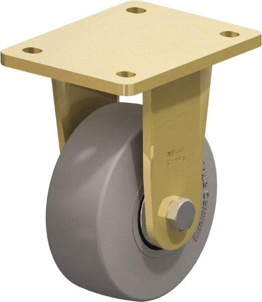 Blickle - 5" Diam x 1-31/32" Wide x 6-11/16" OAH Top Plate Mount Rigid Caster - Solid Rubber, 704 Lb Capacity, Ball Bearing, 5-1/2 x 4-3/8" Plate - USA Tool & Supply