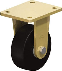 Blickle - 5" Diam x 1-31/32" Wide x 6-11/16" OAH Top Plate Mount Rigid Caster - Solid Rubber, 704 Lb Capacity, Ball Bearing, 5-1/2 x 4-3/8" Plate - USA Tool & Supply