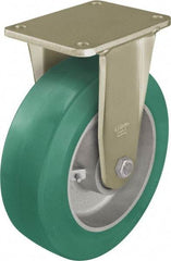 Blickle - 12" Diam x 3-9/64" Wide x 13-31/32" OAH Top Plate Mount Rigid Caster - Polyurethane-Elastomer Blickle Softhane, 3,960 Lb Capacity, Ball Bearing, 6-7/8 x 5-1/2" Plate - USA Tool & Supply
