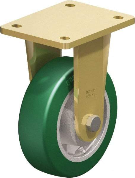 Blickle - 6" Diam x 1-31/32" Wide x 7-7/8" OAH Top Plate Mount Rigid Caster - Polyurethane-Elastomer Blickle Softhane, 1,210 Lb Capacity, Ball Bearing, 5-1/2 x 4-3/8" Plate - USA Tool & Supply