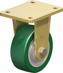 Blickle - 5" Diam x 1-31/32" Wide x 6-11/16" OAH Top Plate Mount Rigid Caster - Polyurethane-Elastomer Blickle Softhane, 990 Lb Capacity, Ball Bearing, 5-1/2 x 4-3/8" Plate - USA Tool & Supply