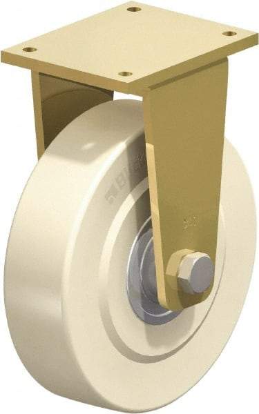 Blickle - 12" Diam x 3-9/64" Wide x 14-61/64" OAH Top Plate Mount Rigid Caster - Impact-Resistant Cast Nylon, 13,200 Lb Capacity, Ball Bearing, 10 x 7-7/8" Plate - USA Tool & Supply