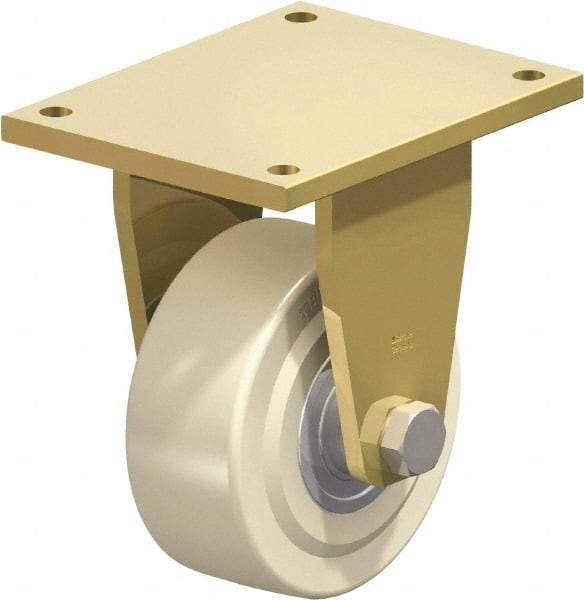 Blickle - 8" Diam x 3-9/64" Wide x 11-1/64" OAH Top Plate Mount Rigid Caster - Impact-Resistant Cast Nylon, 9,900 Lb Capacity, Ball Bearing, 10 x 7-7/8" Plate - USA Tool & Supply