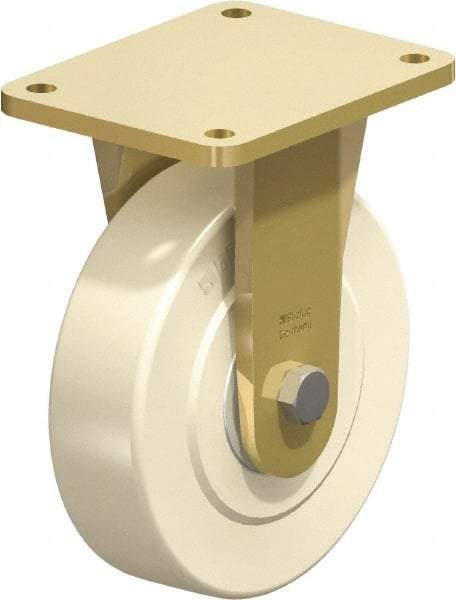 Blickle - 8" Diam x 2-5/32" Wide x 10-1/32" OAH Top Plate Mount Rigid Caster - Impact-Resistant Cast Nylon, 6,600 Lb Capacity, Ball Bearing, 6-7/8 x 5-1/2" Plate - USA Tool & Supply