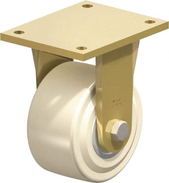 Blickle - 6" Diam x 3-9/64" Wide x 8-5/64" OAH Top Plate Mount Rigid Caster - Impact-Resistant Cast Nylon, 6,600 Lb Capacity, Ball Bearing, 6-7/8 x 5-1/2" Plate - USA Tool & Supply