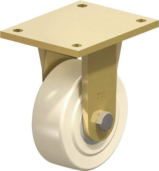 Blickle - 6" Diam x 2-5/32" Wide x 8-5/64" OAH Top Plate Mount Rigid Caster - Impact-Resistant Cast Nylon, 5,500 Lb Capacity, Ball Bearing, 6-7/8 x 5-1/2" Plate - USA Tool & Supply