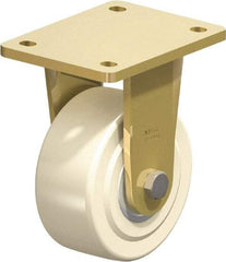 Blickle - 5" Diam x 2-5/32" Wide x 6-11/16" OAH Top Plate Mount Rigid Caster - Impact-Resistant Cast Nylon, 3,850 Lb Capacity, Ball Bearing, 5-1/2 x 4-3/8" Plate - USA Tool & Supply