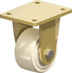 Blickle - 4" Diam x 2-5/32" Wide x 5-5/64" OAH Top Plate Mount Rigid Caster - Impact-Resistant Cast Nylon, 3,300 Lb Capacity, Ball Bearing, 5-1/2 x 4-3/8" Plate - USA Tool & Supply