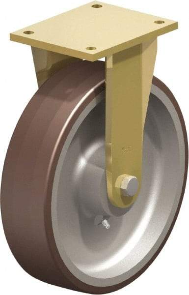 Blickle - 12" Diam x 3-9/64" Wide x 13-31/32" OAH Top Plate Mount Rigid Caster - Polyurethane-Elastomer Blickle Besthane, 5,280 Lb Capacity, Ball Bearing, 6-7/8 x 5-1/2" Plate - USA Tool & Supply