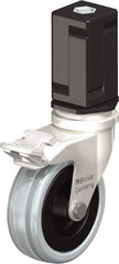 Blickle - 3" Diam x 63/64" Wide x 3-31/32" OAH Stem Mount Swivel Caster with Brake - Solid Rubber, 132 Lb Capacity, Plain Bore Bearing, Square Stem - USA Tool & Supply