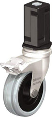 Blickle - 3" Diam x 63/64" Wide x 3-31/32" OAH Stem Mount Swivel Caster with Brake - Solid Rubber, 132 Lb Capacity, Plain Bore Bearing, Square Stem - USA Tool & Supply