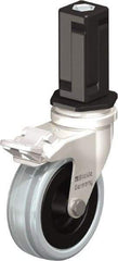 Blickle - 3" Diam x 63/64" Wide x 3-31/32" OAH Stem Mount Swivel Caster with Brake - Solid Rubber, 132 Lb Capacity, Plain Bore Bearing, Square Stem - USA Tool & Supply