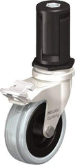 Blickle - 3" Diam x 63/64" Wide x 3-31/32" OAH Stem Mount Swivel Caster with Brake - Solid Rubber, 132 Lb Capacity, Plain Bore Bearing, Round Stem - USA Tool & Supply