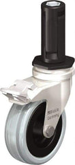 Blickle - 3" Diam x 63/64" Wide x 3-31/32" OAH Stem Mount Swivel Caster with Brake - Solid Rubber, 132 Lb Capacity, Plain Bore Bearing, Round Stem - USA Tool & Supply