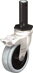 Blickle - 3" Diam x 63/64" Wide x 3-31/32" OAH Stem Mount Swivel Caster with Brake - Solid Rubber, 132 Lb Capacity, Plain Bore Bearing, Round Stem - USA Tool & Supply