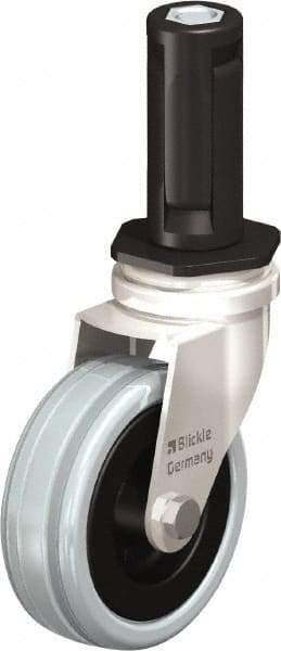 Blickle - 3" Diam x 63/64" Wide x 3-31/32" OAH Stem Mount Swivel Caster - Solid Rubber, 132 Lb Capacity, Plain Bore Bearing, Round Stem - USA Tool & Supply