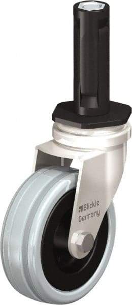 Blickle - 3" Diam x 63/64" Wide x 3-31/32" OAH Stem Mount Swivel Caster - Solid Rubber, 132 Lb Capacity, Plain Bore Bearing, Round Stem - USA Tool & Supply