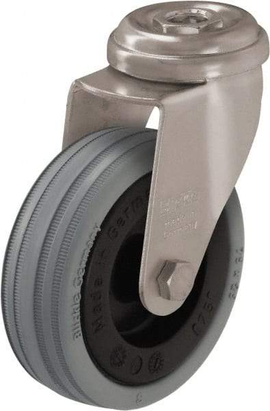Blickle - 2" Diam x 45/64" Wide x 2-23/32" OAH Hollow Kingpin Mount Swivel Caster - Solid Rubber, 88 Lb Capacity, Plain Bore Bearing, Hollow Kingpin Stem - USA Tool & Supply