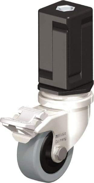 Blickle - 2" Diam x 45/64" Wide x 2-13/16" OAH Stem Mount Swivel Caster with Brake - Solid Rubber, 88 Lb Capacity, Plain Bore Bearing, Square Stem - USA Tool & Supply