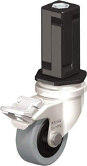 Blickle - 2" Diam x 45/64" Wide x 2-13/16" OAH Stem Mount Swivel Caster with Brake - Solid Rubber, 88 Lb Capacity, Plain Bore Bearing, Square Stem - USA Tool & Supply