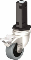 Blickle - 2" Diam x 45/64" Wide x 2-13/16" OAH Stem Mount Swivel Caster with Brake - Solid Rubber, 88 Lb Capacity, Plain Bore Bearing, Square Stem - USA Tool & Supply