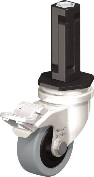 Blickle - 2" Diam x 45/64" Wide x 2-13/16" OAH Stem Mount Swivel Caster with Brake - Solid Rubber, 88 Lb Capacity, Plain Bore Bearing, Square Stem - USA Tool & Supply