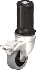 Blickle - 2" Diam x 45/64" Wide x 2-13/16" OAH Stem Mount Swivel Caster with Brake - Solid Rubber, 88 Lb Capacity, Plain Bore Bearing, Round Stem - USA Tool & Supply