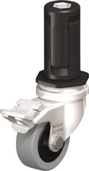 Blickle - 2" Diam x 45/64" Wide x 2-13/16" OAH Stem Mount Swivel Caster with Brake - Solid Rubber, 88 Lb Capacity, Plain Bore Bearing, Round Stem - USA Tool & Supply