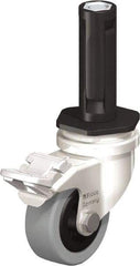 Blickle - 2" Diam x 45/64" Wide x 2-13/16" OAH Stem Mount Swivel Caster with Brake - Solid Rubber, 88 Lb Capacity, Plain Bore Bearing, Round Stem - USA Tool & Supply