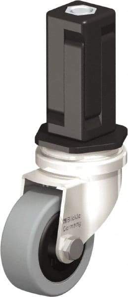 Blickle - 2" Diam x 45/64" Wide x 2-13/16" OAH Stem Mount Swivel Caster - Solid Rubber, 88 Lb Capacity, Plain Bore Bearing, Square Stem - USA Tool & Supply