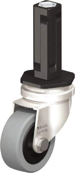Blickle - 2" Diam x 45/64" Wide x 2-13/16" OAH Stem Mount Swivel Caster - Solid Rubber, 88 Lb Capacity, Plain Bore Bearing, Square Stem - USA Tool & Supply