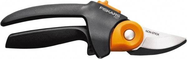 Fiskars - By-Pass Pruner - 3/4" Long Teflon Coated Steel Blade, Comfort Hand Grip Handle - USA Tool & Supply