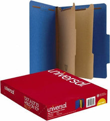 UNIVERSAL - 8-1/2 x 11", Letter Size, Cobalt Blue, Classification Folders with Top Tab Fastener - 25 Point Stock, Right of Center Tab Cut Location - USA Tool & Supply