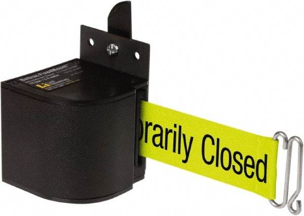 Lavi Industries - 3-1/2" High x 3-1/4" Long x 3-1/4" Wide Retractable Barrier Belt - Aluminum, Powdercoat Finish, Black, Use with Upright - USA Tool & Supply