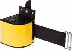 Lavi Industries - 3-1/2" High x 3-1/4" Long x 3-1/4" Wide Retractable Barrier Belt - Aluminum, Powdercoat Finish, Yellow, Use with Upright - USA Tool & Supply