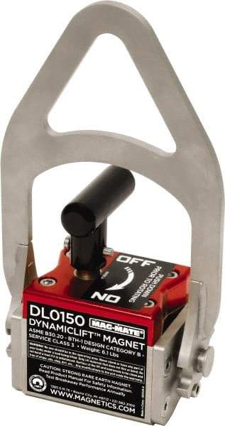 Mag-Mate - 150 Lb Load Capacity, Magnetic Lifter - 9" High x 5" Wide, 2 Poles - USA Tool & Supply