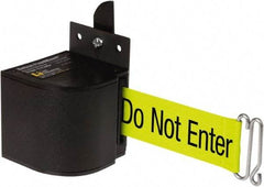 Lavi Industries - 3-1/2" High x 3-1/4" Long x 3-1/4" Wide Retractable Barrier Belt - Aluminum, Powdercoat Finish, Black, Use with Upright - USA Tool & Supply