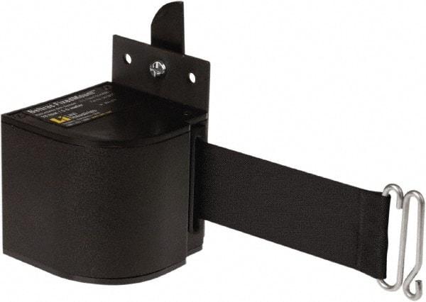 Lavi Industries - 3-1/2" High x 3-1/4" Long x 3-1/4" Wide Retractable Barrier Belt - Aluminum, Powdercoat Finish, Black, Use with Upright - USA Tool & Supply