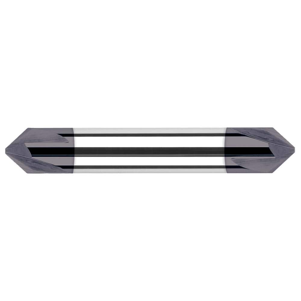 Harvey Tool - 1/4" Diam 90°/90° 4-Flute Double End Solid Carbide Chamfer Mill - Exact Industrial Supply