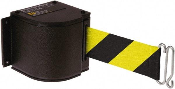 Lavi Industries - 3-1/2" High x 3-1/4" Long x 3-1/4" Wide Retractable Barrier Belt - Aluminum, Powdercoat Finish, Black, Use with Upright - USA Tool & Supply