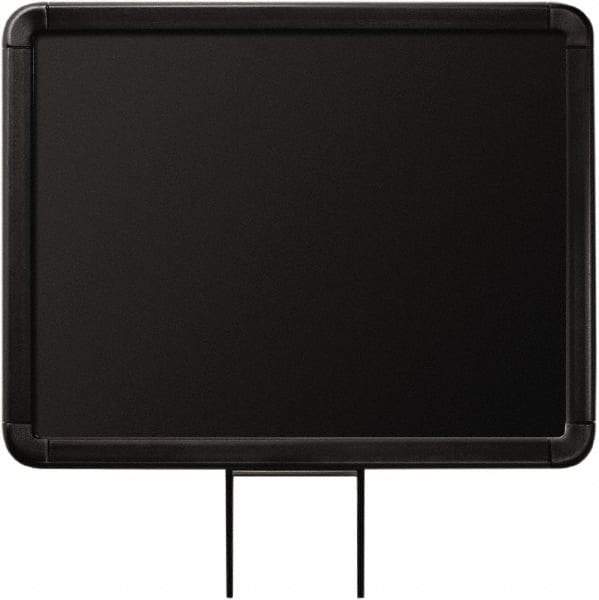 Lavi Industries - 11" High x 8-1/2" Long x 8-1/2" Wide Barrier Sign Frame - Aluminum, Powdercoat Finish, Black, Use with Stanchion - USA Tool & Supply