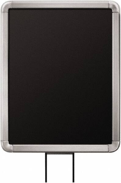 Lavi Industries - 11" High x 8-1/2" Long x 8-1/2" Wide Barrier Sign Frame - Aluminum, Satin Chrome Finish, Satin Aluminum, Use with Stanchion - USA Tool & Supply