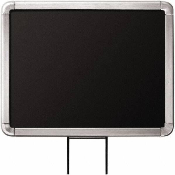 Lavi Industries - 11" High x 8-1/2" Long x 8-1/2" Wide Barrier Sign Frame - Aluminum, Satin Chrome Finish, Satin Aluminum, Use with Stanchion - USA Tool & Supply