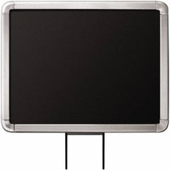 Lavi Industries - 11" High x 8-1/2" Long x 8-1/2" Wide Barrier Sign Frame - Aluminum, Satin Chrome Finish, Satin Aluminum, Use with Stanchion - USA Tool & Supply