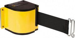 Lavi Industries - 3-1/2" High x 3-1/4" Long x 3-1/4" Wide Retractable Barrier Belt - Aluminum, Powdercoat Finish, Yellow, Use with Upright - USA Tool & Supply