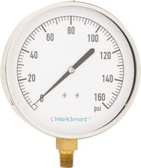 Value Collection - 4-1/2" Dial, 1/4 Thread, 0-160 Scale Range, Pressure Gauge - Lower Connection Mount, Accurate to 0.01% of Scale - USA Tool & Supply